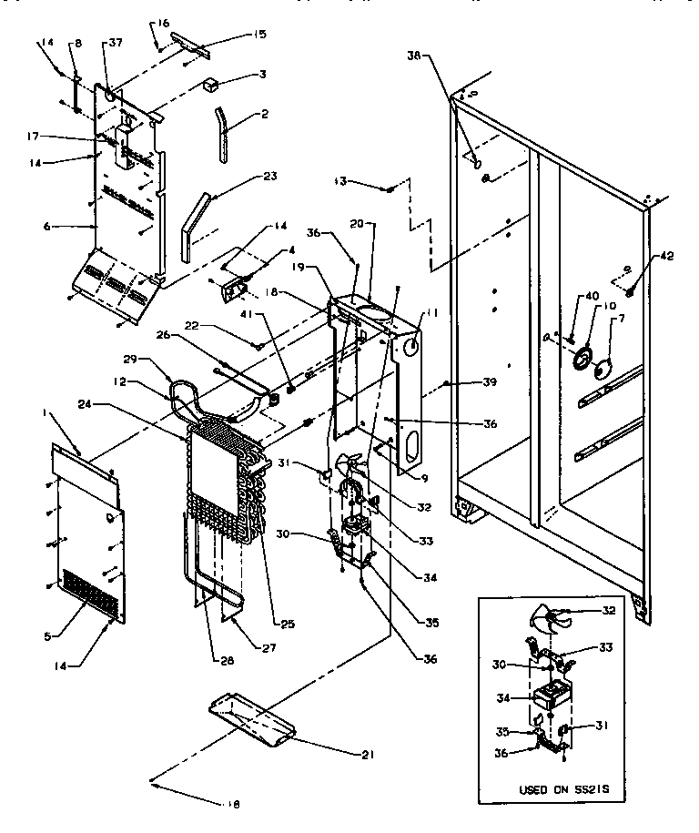 Amana SG19SW-P1193701WW freezer evaporator and air handling diagram