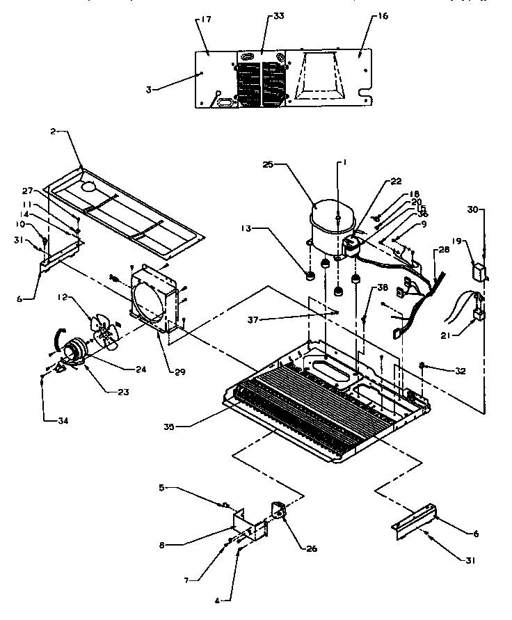 Amana SG19SW-P1193701WW machine compartment diagram
