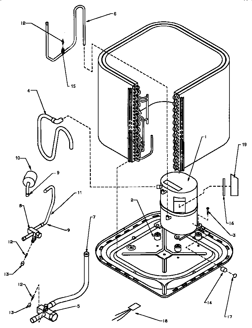 Amana RCA60A4A/P1173313C compressor & tubing assembly (rca18a2a/p1173301c) (rca24a2a/p1173302c) (rca30a2a/p1173303c) (rca36a2a/p1173304c) (rca36a3a/p1173305c) (rca36a4a/p1173306c) (rca42a2a/p1173307c) (rcb18a2a/p1205201c) (rcb24a2a/p1205202c) (rcb30a2a/p1205203c) (rcb30a2b/p12053 diagram