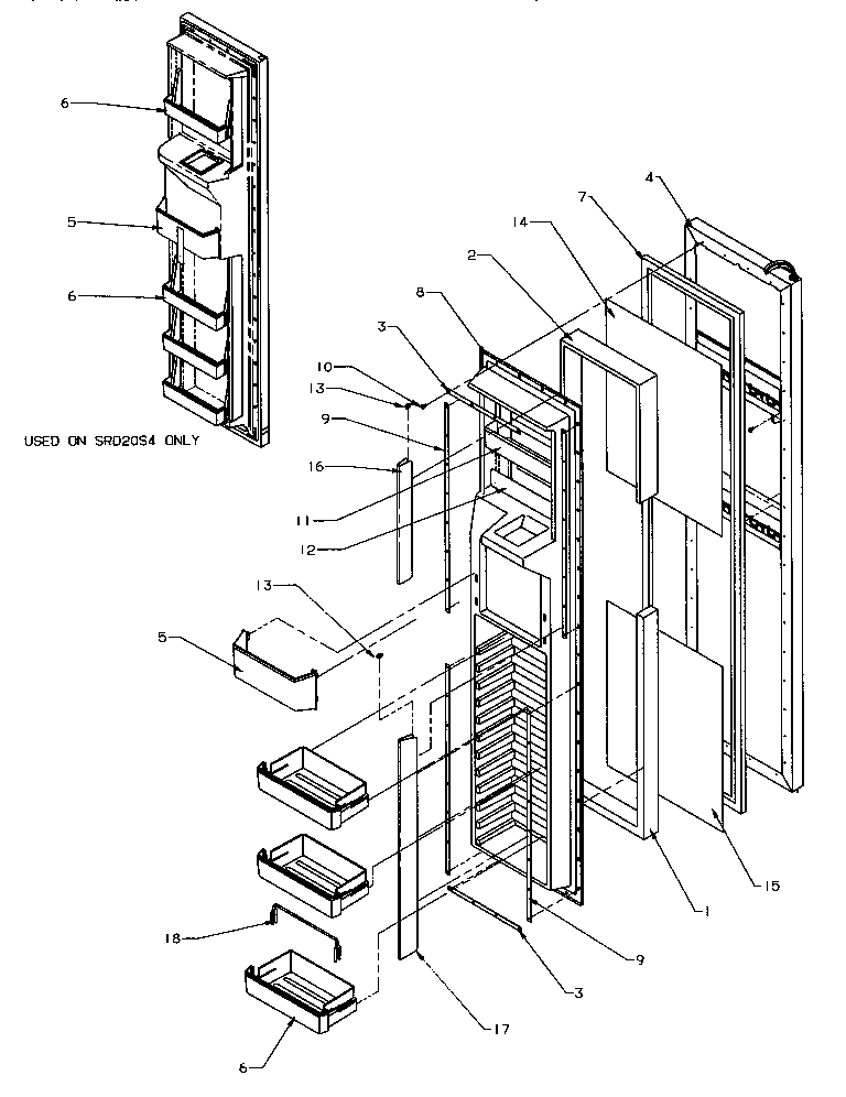 Amana SRD22S5E-P1190301WE freezer door diagram
