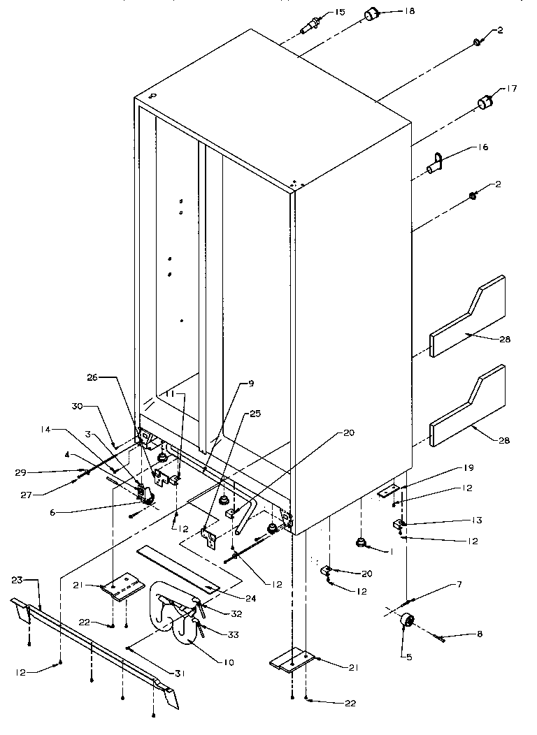 Amana SRD22S5E-P1190301WE drain system & rollers diagram
