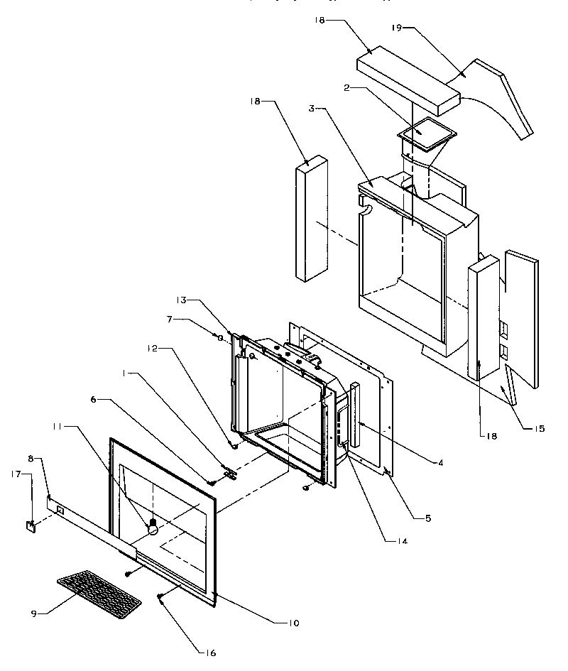 Amana SRD22S5E-P1190301WE ice & water cavity assembly diagram