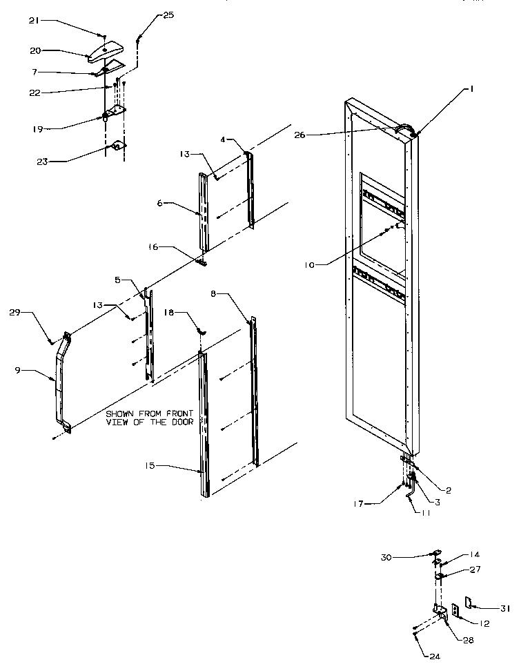 Amana SZD22S5W-P1190414WW door hinge & trim (fzr) diagram