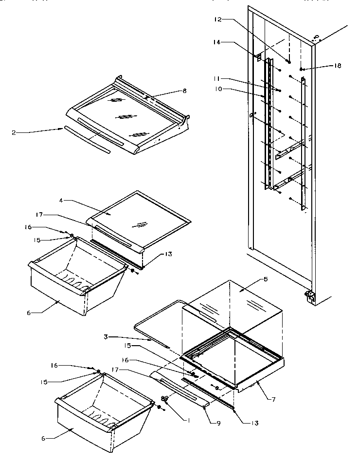 Amana SZD22S5W-P1190414WW shelving & drawers (ref) diagram