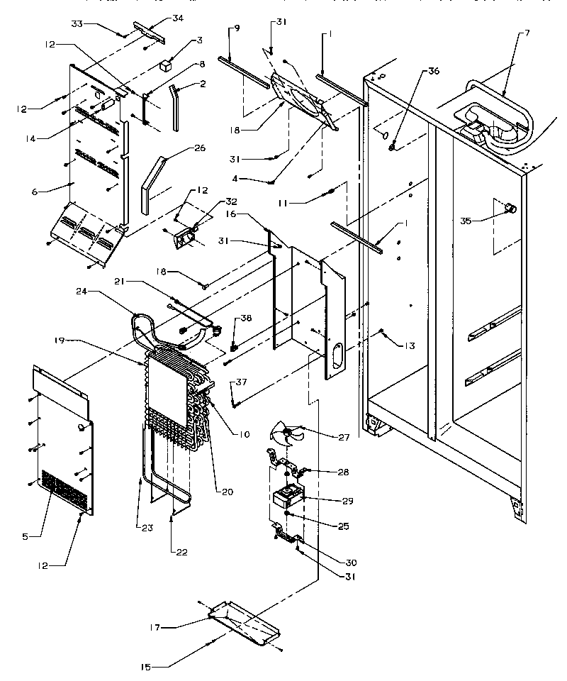 Amana SZD22S5W-P1190414WW evaporator & air handling diagram