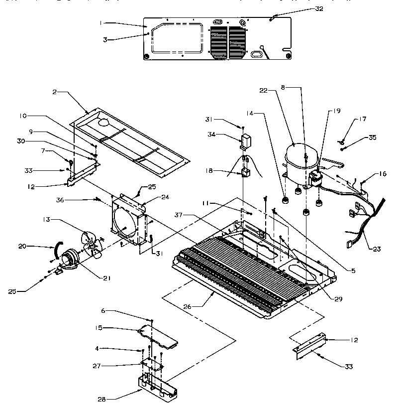 Amana SZD22S5W-P1190414WW machine compartment diagram