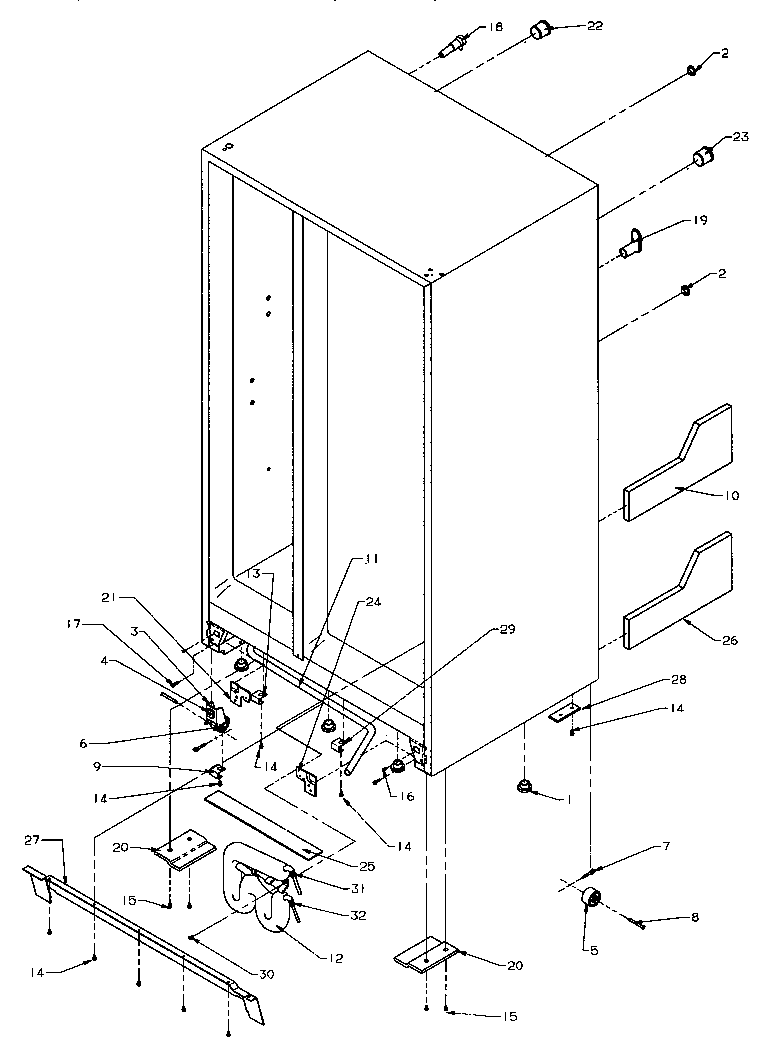 Amana SZD22S5W-P1190414WW drain system & rollers diagram
