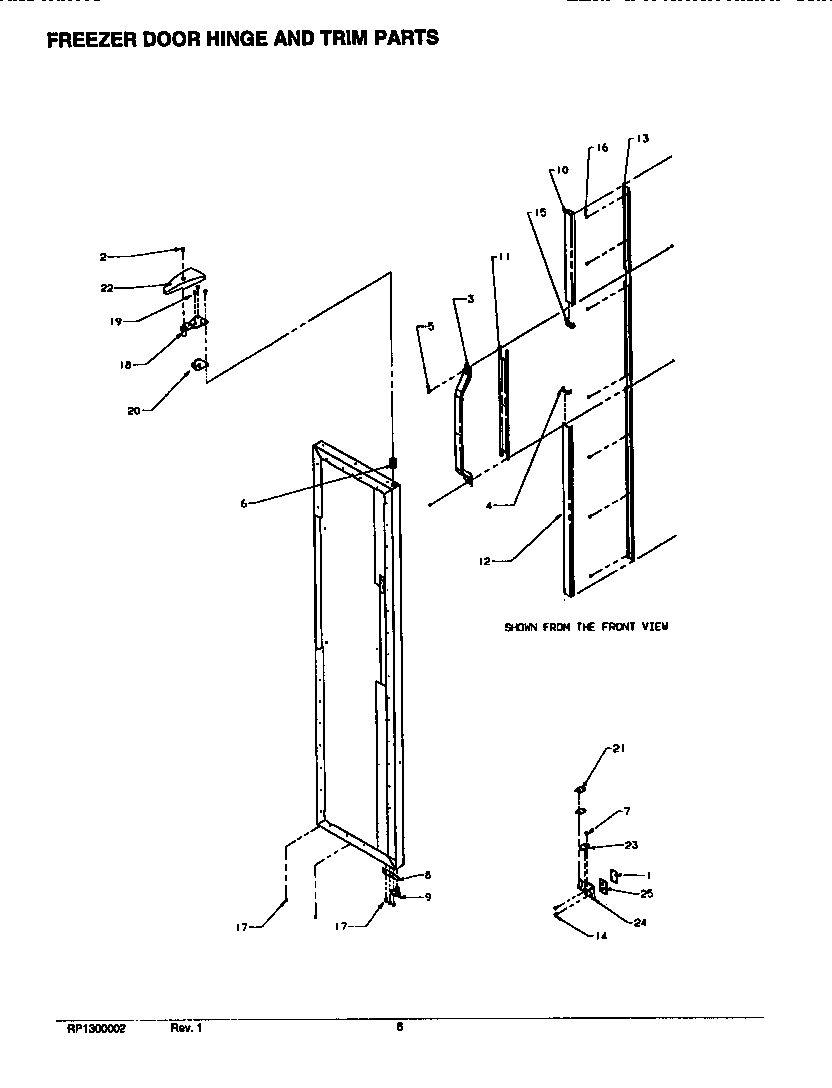 Amana SX25SL-P1190203WL door hinge & trim (fzr) diagram