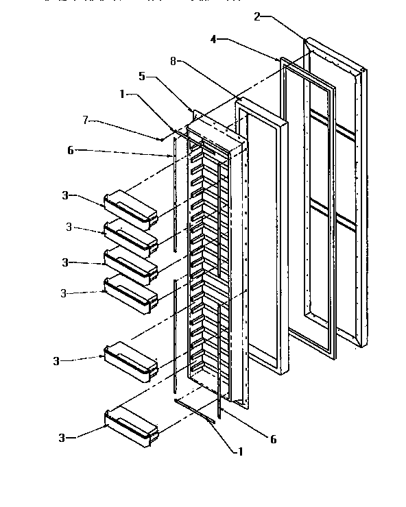 Amana SX25SL-P1190203WL freezer door diagram
