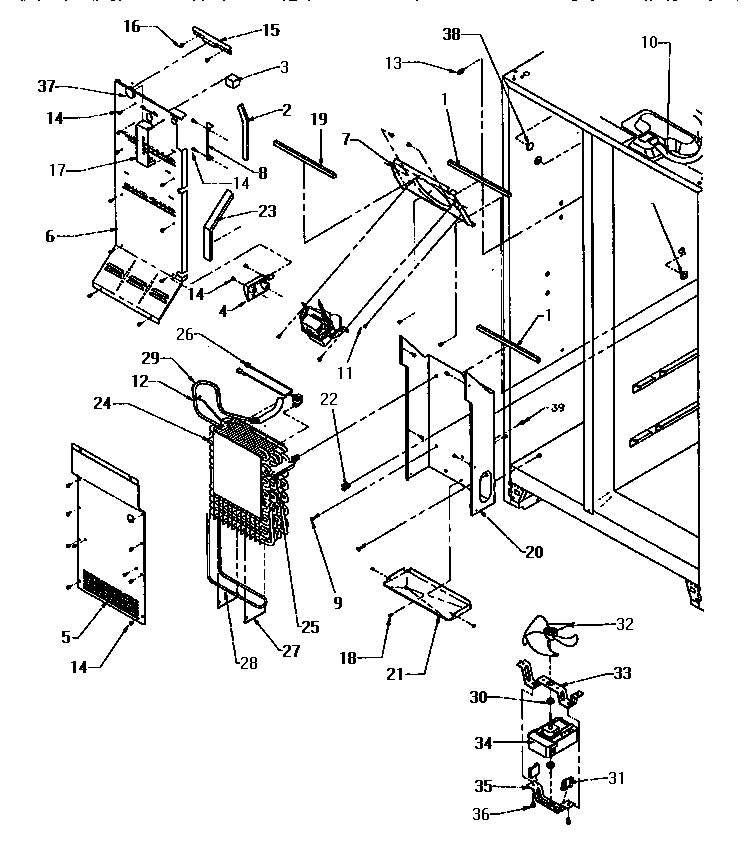 Amana SX25SL-P1190203WL evaporator & air handling (fzr) diagram