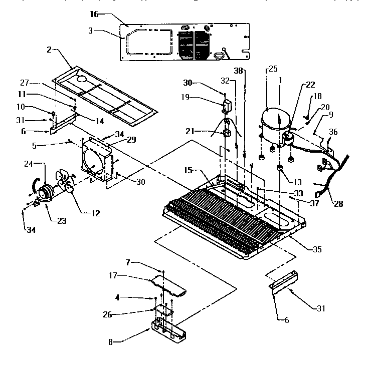 Amana SX25SL-P1190203WL machine compartment diagram