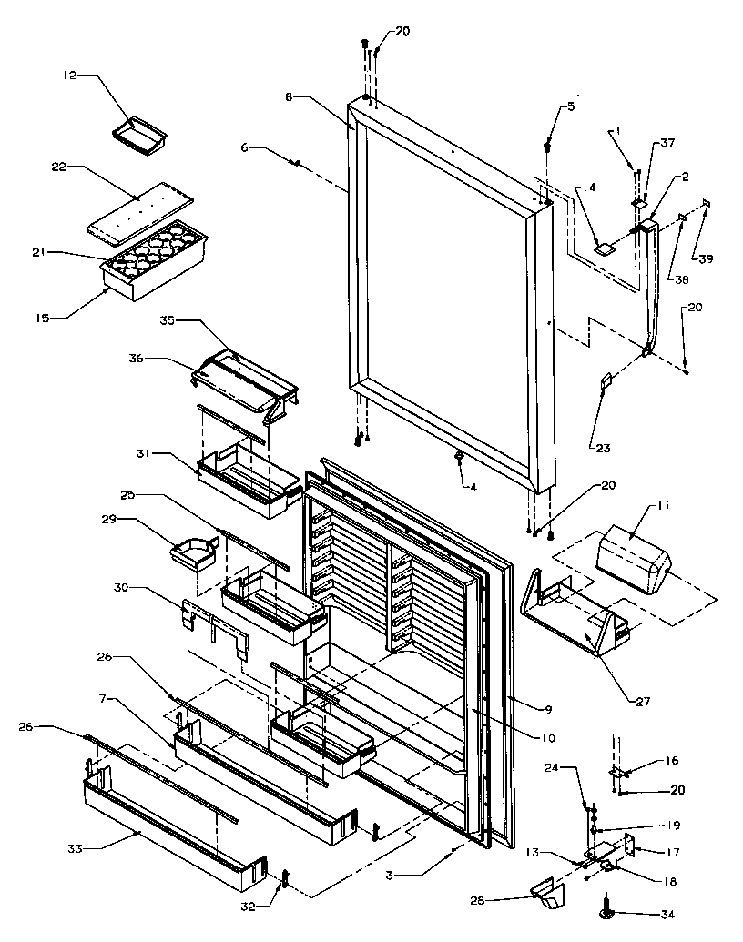 Amana TX22S3W-P1196001WW refrigerator door assembly (tr22s4e/p1196201we) (tr22s4l/p1196201wl) (tr22s4w/p1196201ww) (tr25s5e/p1196401we) (tr25s5l/p1196401wl) (tr25s5w/p1196401ww) (tri22s4e/p1196301we) (tri22s4l/p1196301wl) (tri22s4w/p1196301ww) diagram
