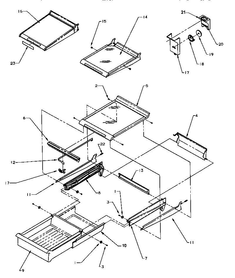 Amana TX22S3W-P1196001WW cabinet shelving diagram