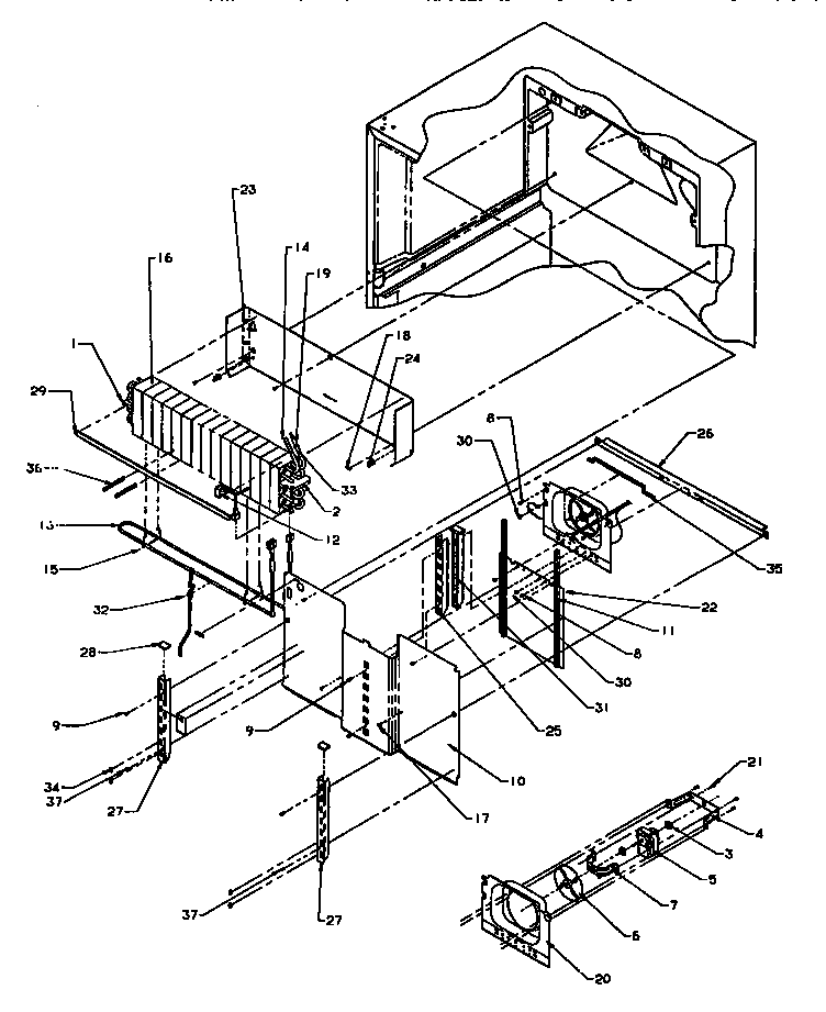 Amana TX22S3W-P1196001WW evaporator area diagram