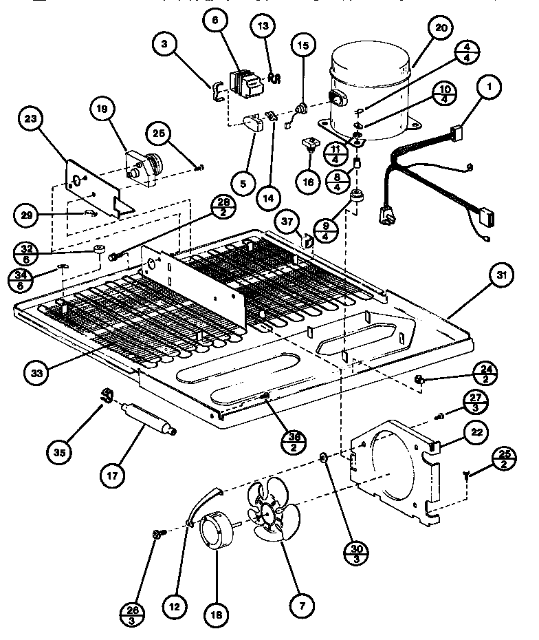 Amana TL20G-P75535-12W compressor compartment diagram