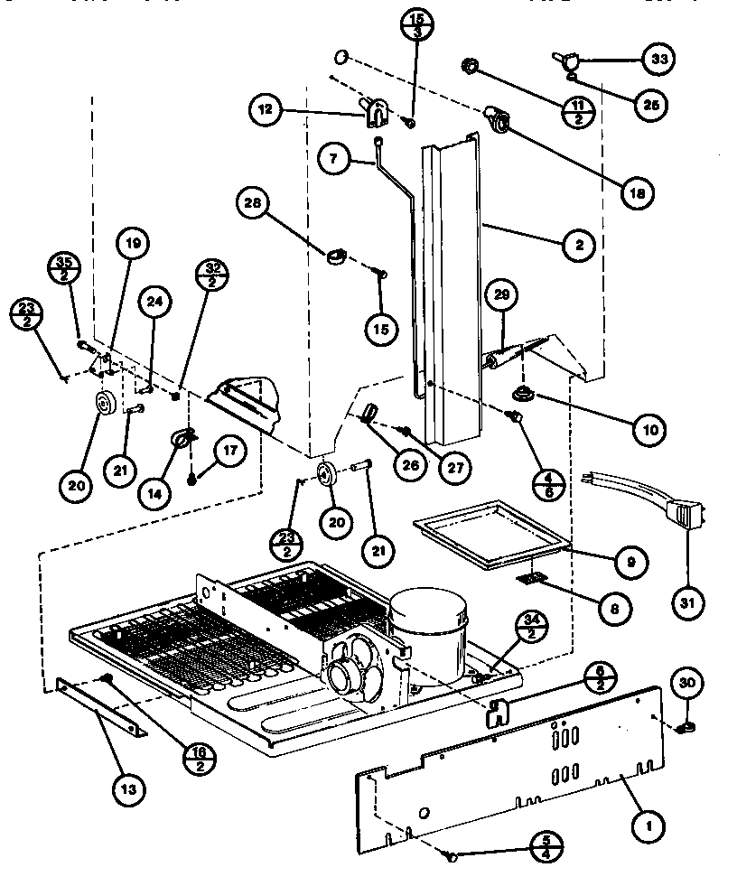 Amana TL20G-P75535-12W rear components diagram
