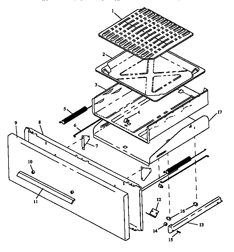 Caloric RLN347UL/P1142959NL broiler drawer assembly diagram