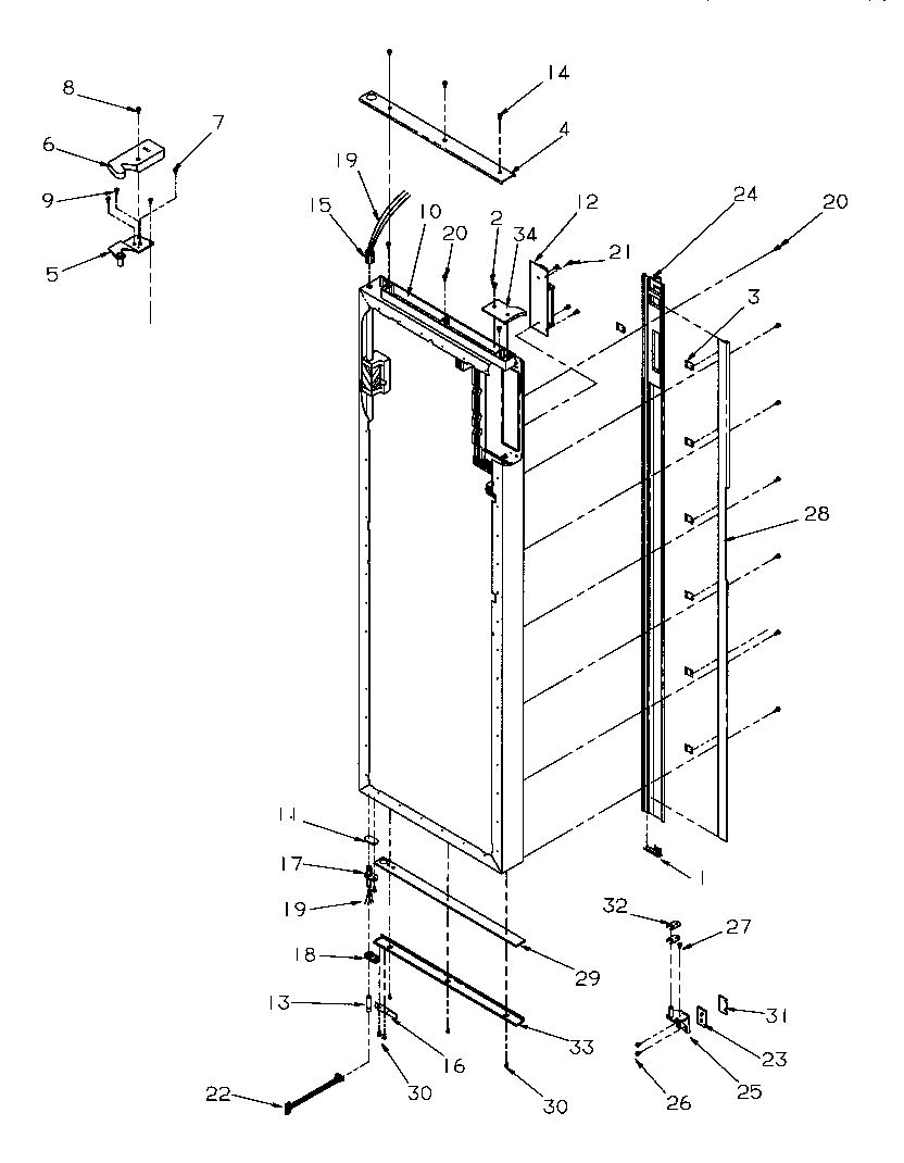 Amana GSDE3201SW-P1190901WW door hinge and trim (ref) diagram