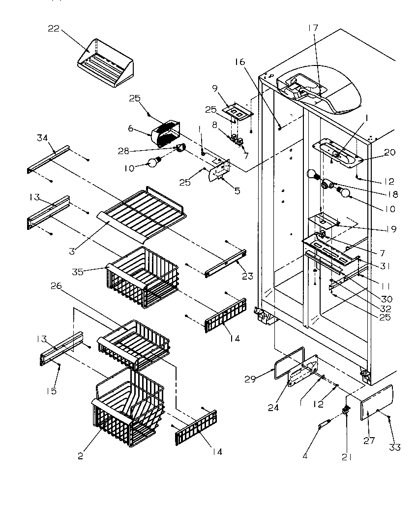 Amana GSDE3201SW-P1190901WW freezer shelving & ref light diagram