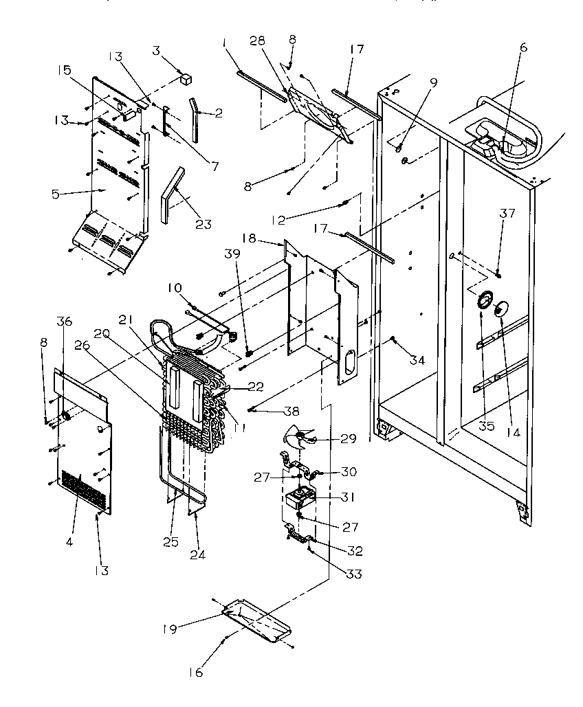 Amana GSDE3201SW-P1190901WW evaporator and air handling diagram