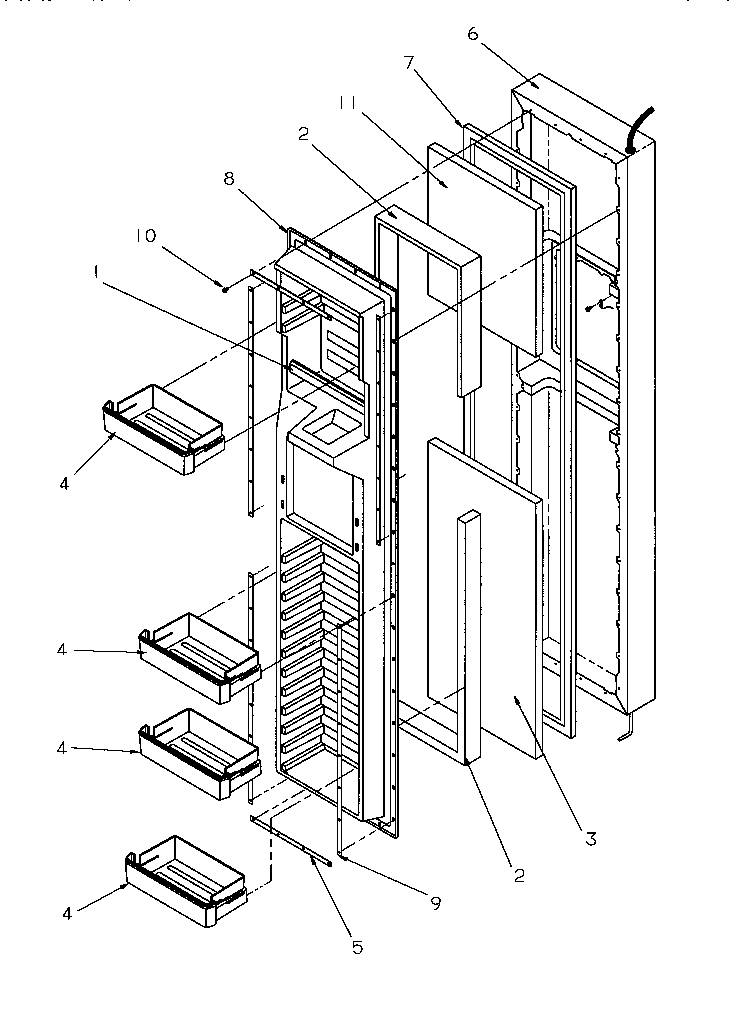 Amana SSD21SW-P1193901WW freezer door diagram