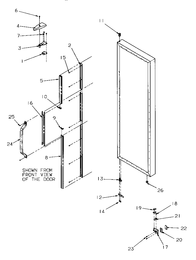 Amana SSD21SW-P1193901WW door hinge and trim (ref) diagram