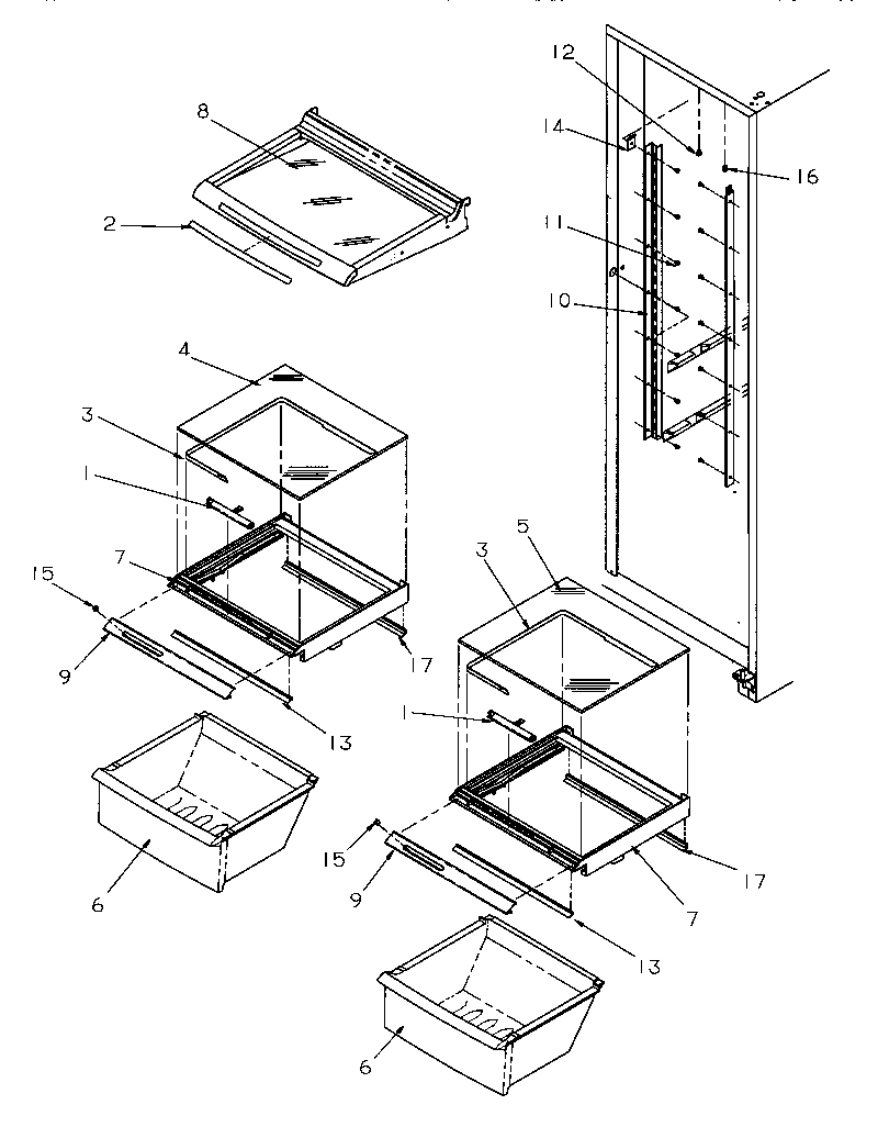 Amana SSD21SW-P1193901WW shelving and drawers (ref) diagram