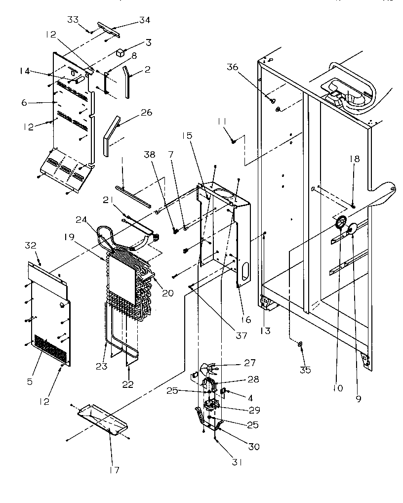Amana SSD21SW-P1193901WW evaporator & air handling diagram