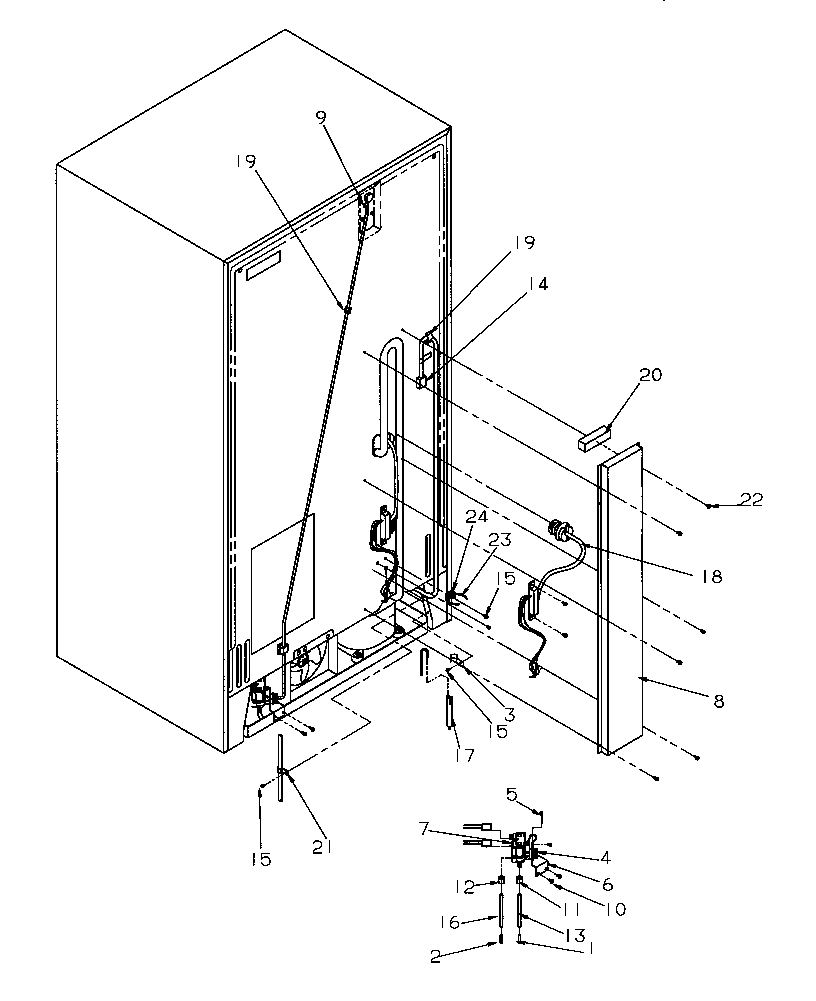 Amana SSD21SW-P1193901WW cabinet back diagram