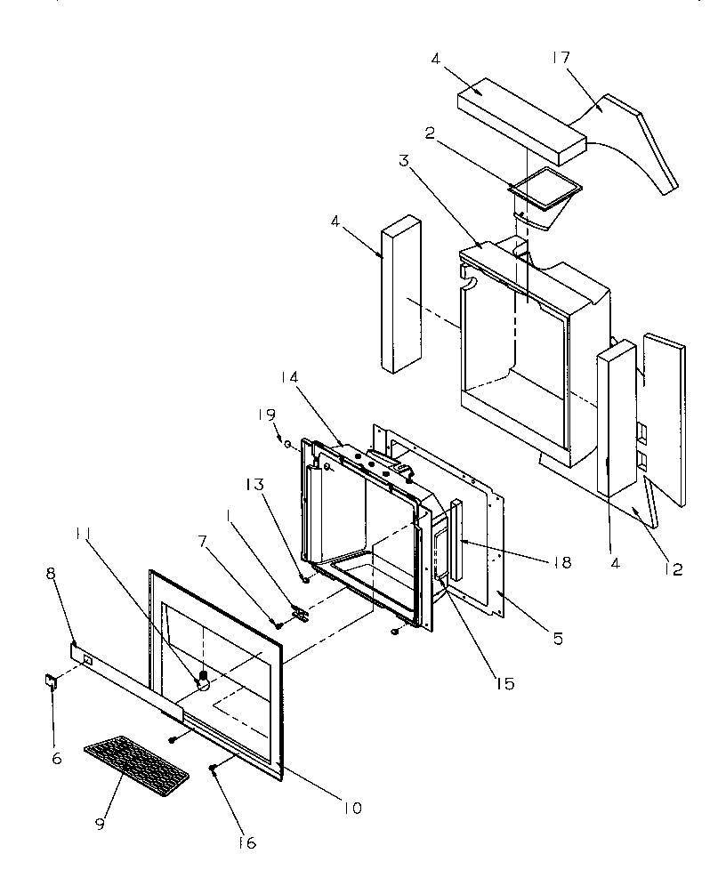 Amana SSD21SW-P1193901WW ice and water cavity assembly diagram