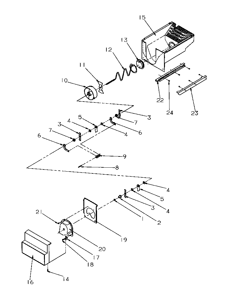 Amana SSD21SW-P1193901WW crushed ice bucket diagram