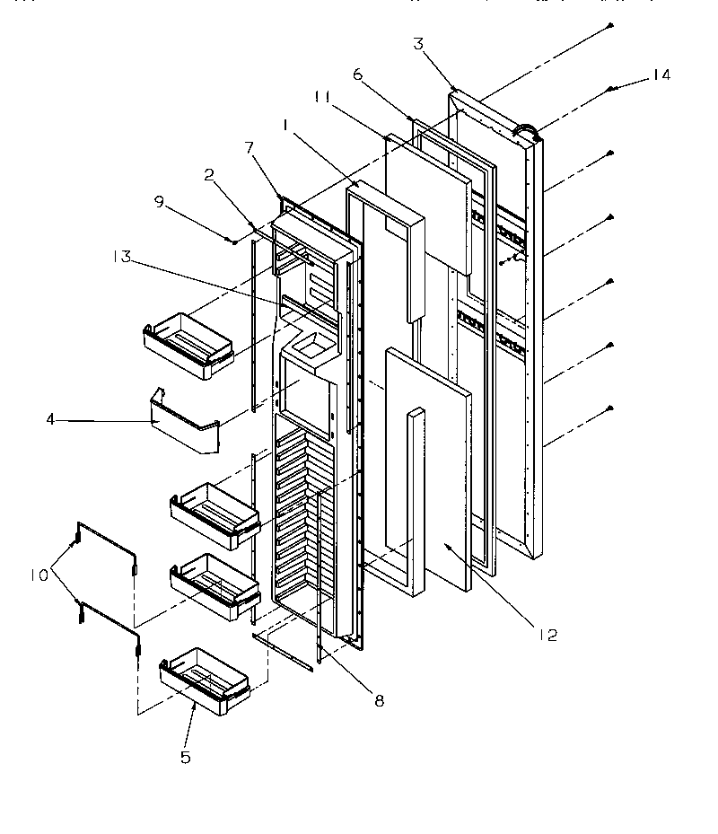 Amana SRDE27S3W-P1190601WW freezer door diagram