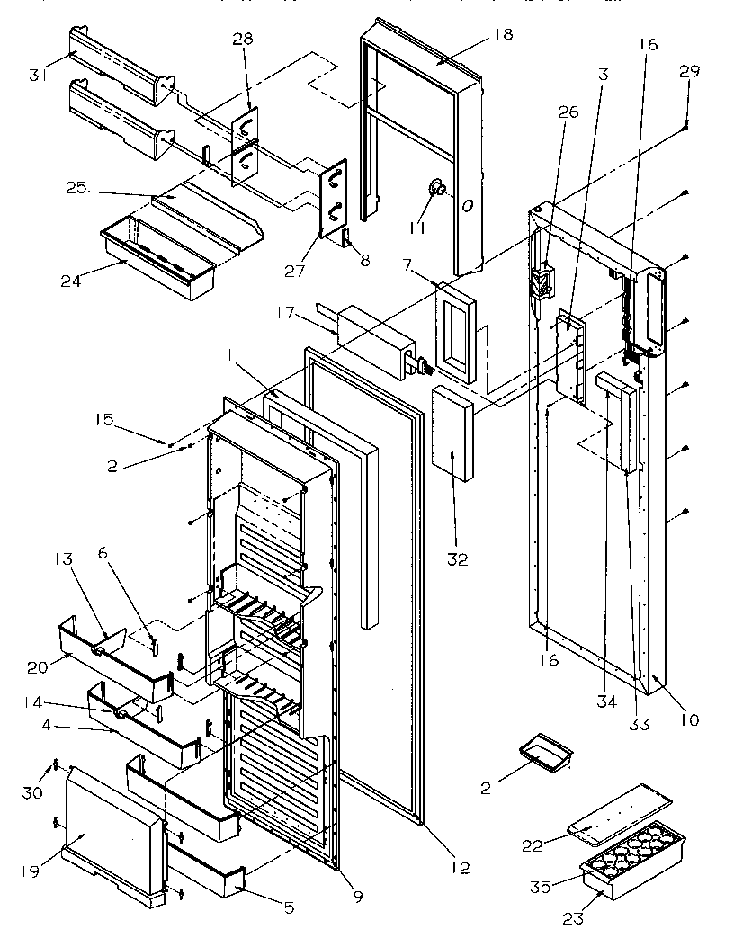 Amana SRDE27S3W-P1190601WW refrigerator door diagram