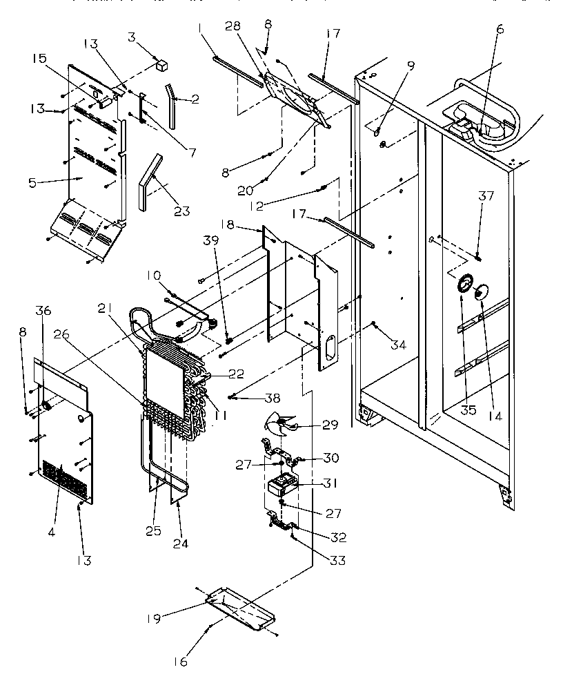 Amana SRDE27S3W-P1190601WW evaporator & air handling diagram