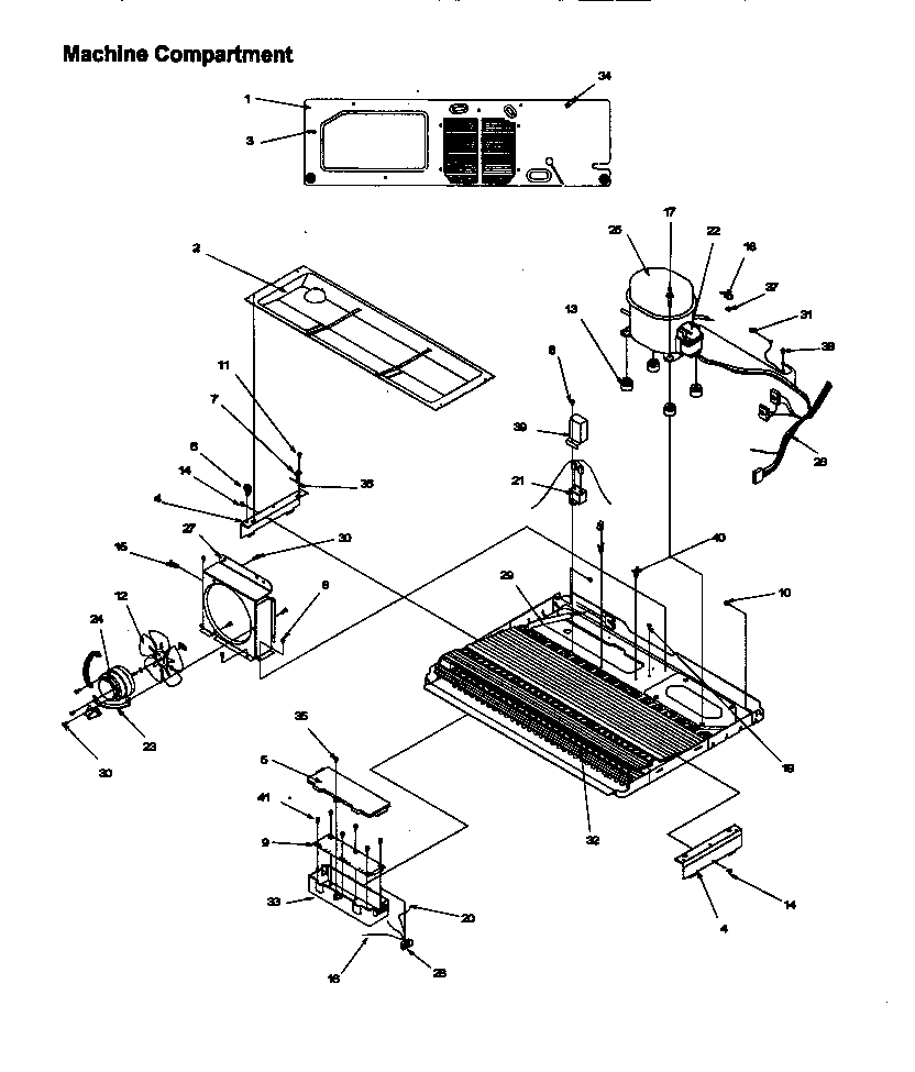 Amana SRDE27S3W-P1190601WW machine compartment diagram
