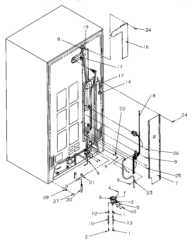 Amana SRDE27S3W-P1190601WW cabinet back diagram