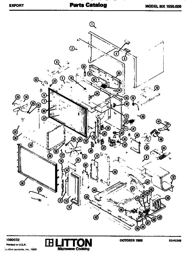 Amana MX1550.000 replacement parts diagram