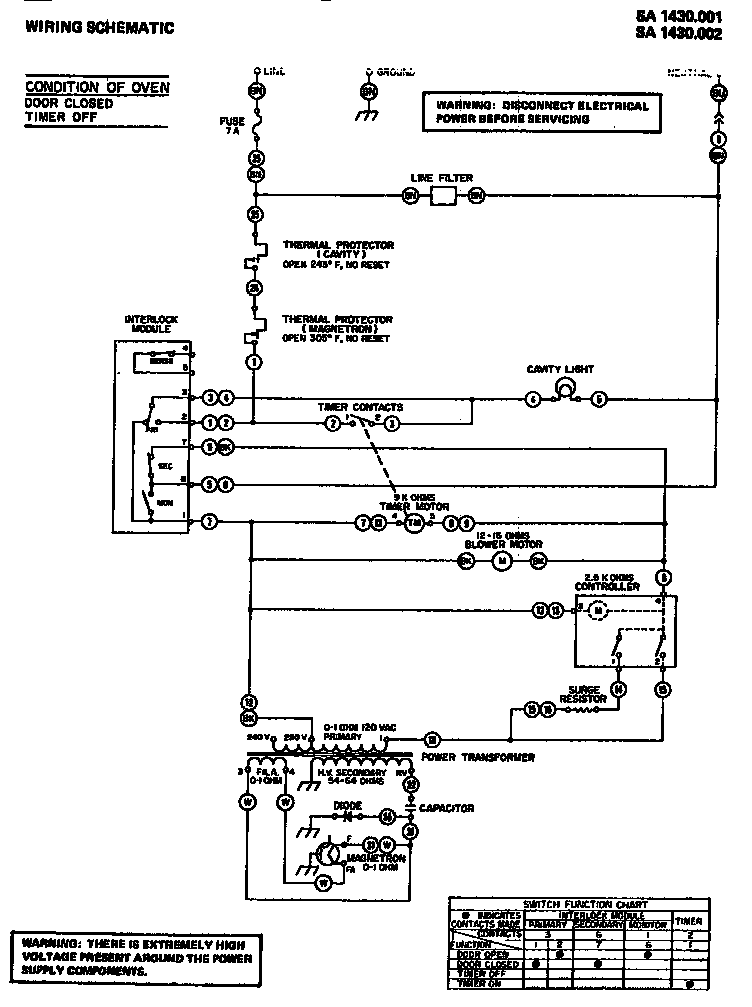 Amana SA1430.002 wiring schematic diagram