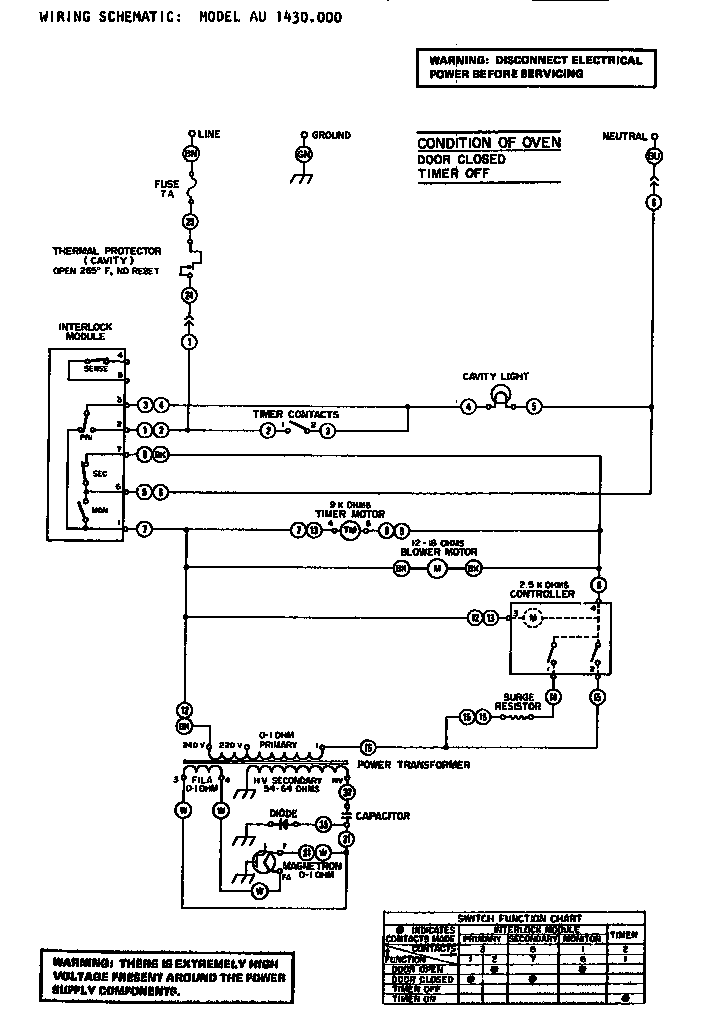 Amana AU1430.000 wiring schematic diagram