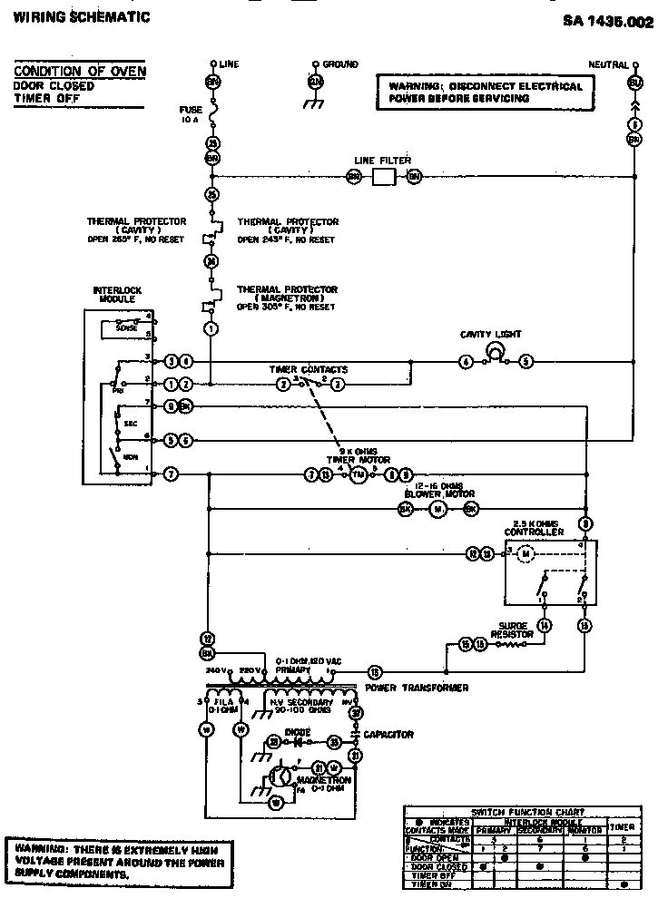 Amana SA1435.002 wiring schematic diagram