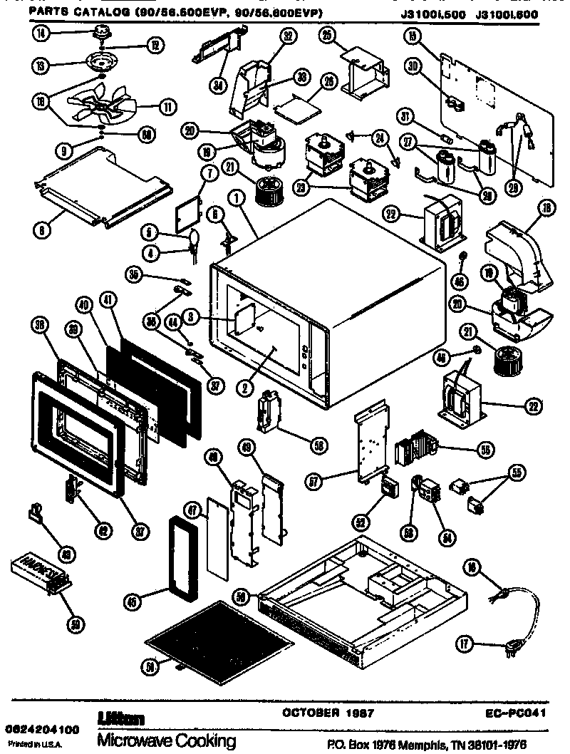 Amana J3100I.600 replacement parts diagram