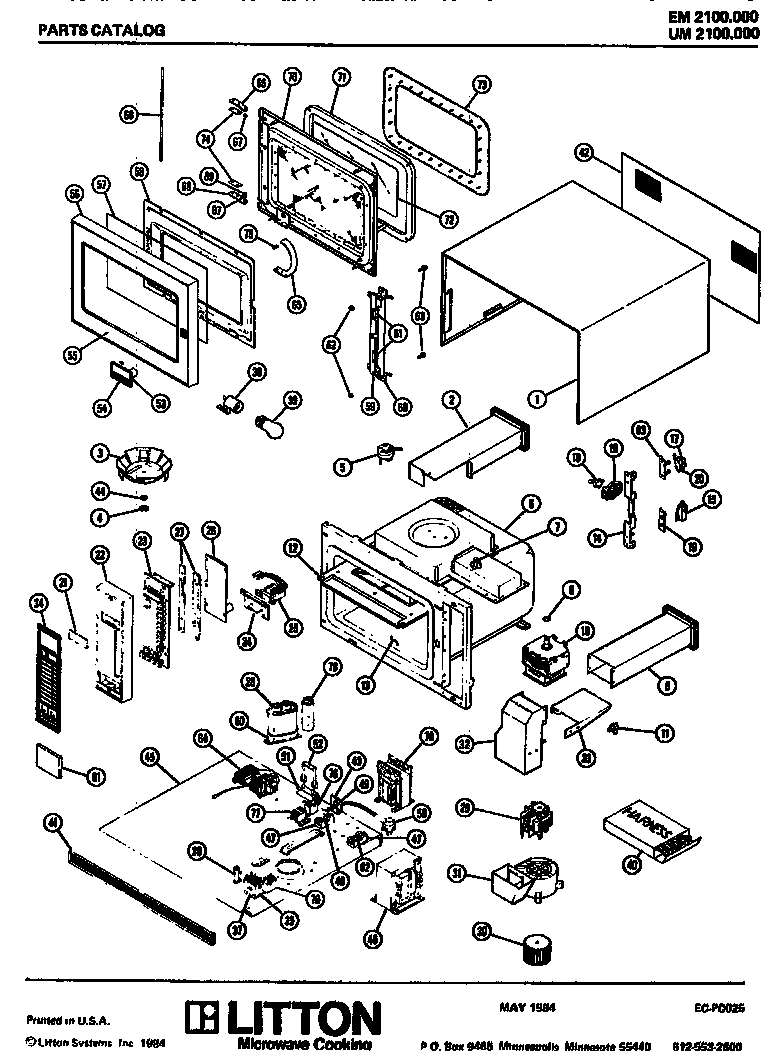 Amana EM2100.000 replacement parts diagram