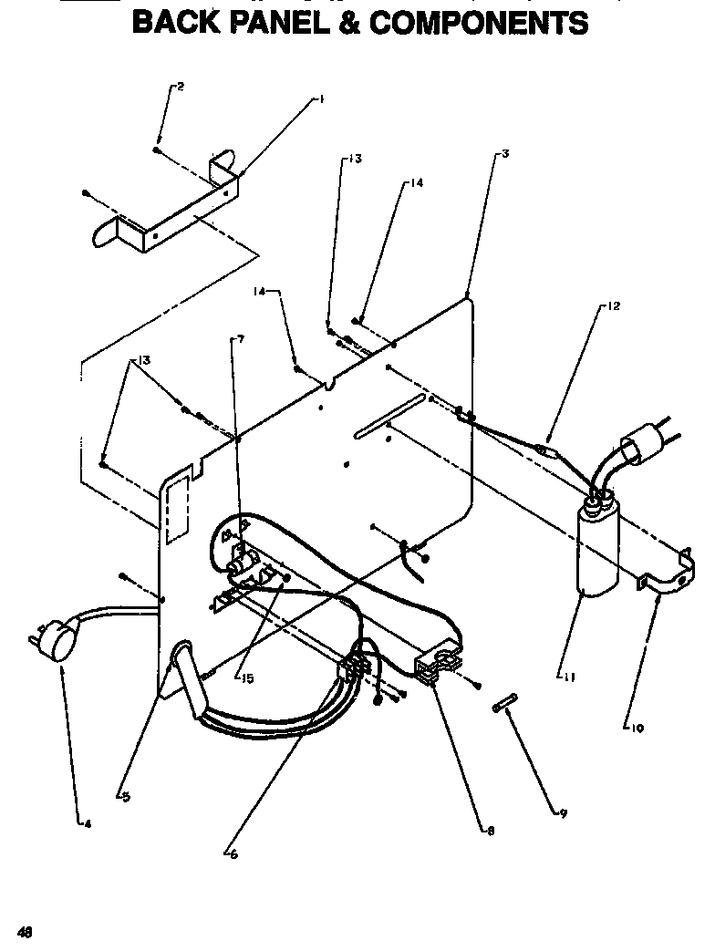 Amana E2900ST/P1189401M back panel & components diagram