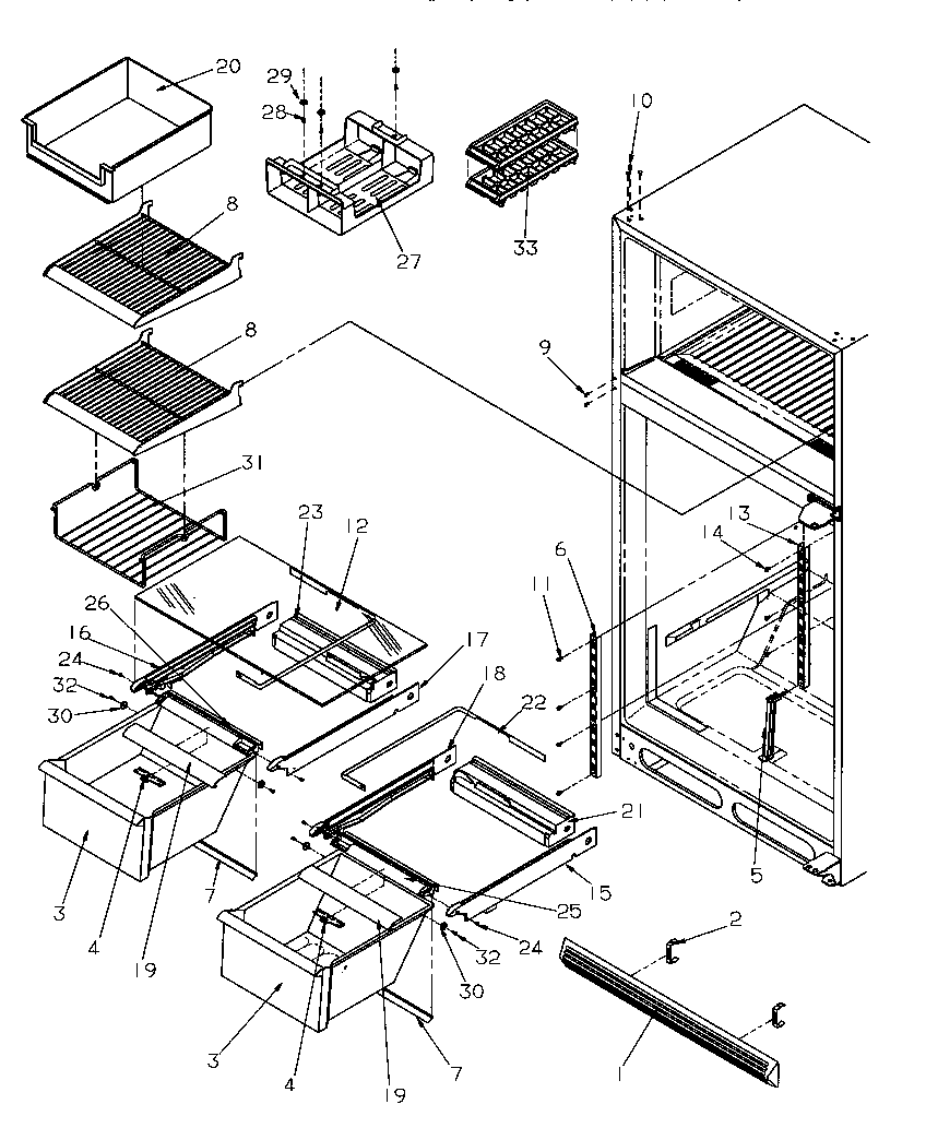 Amana TR522SW-P1182701WW cabinet shelving diagram
