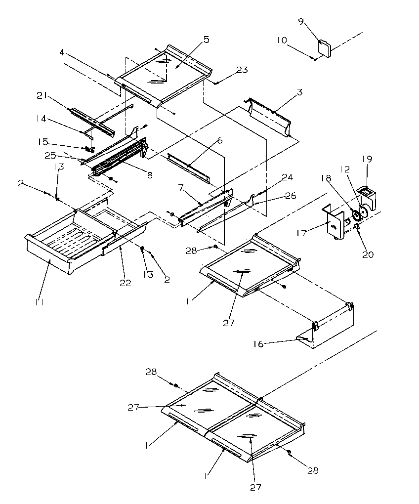 Amana TR522SW-P1182701WW cabinet shelving diagram