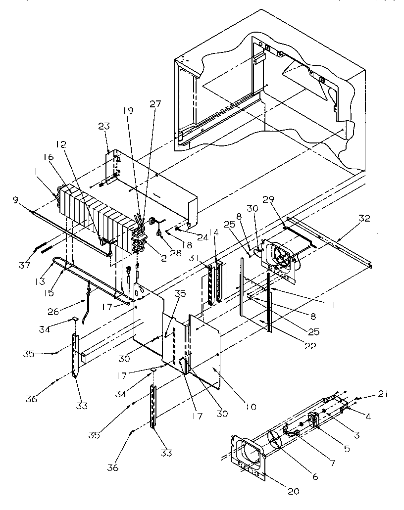 Amana TR522SW-P1182701WW evaporator area diagram