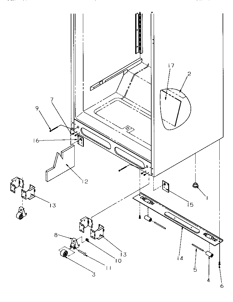 Amana TR522SW-P1182701WW cabinet bottom diagram