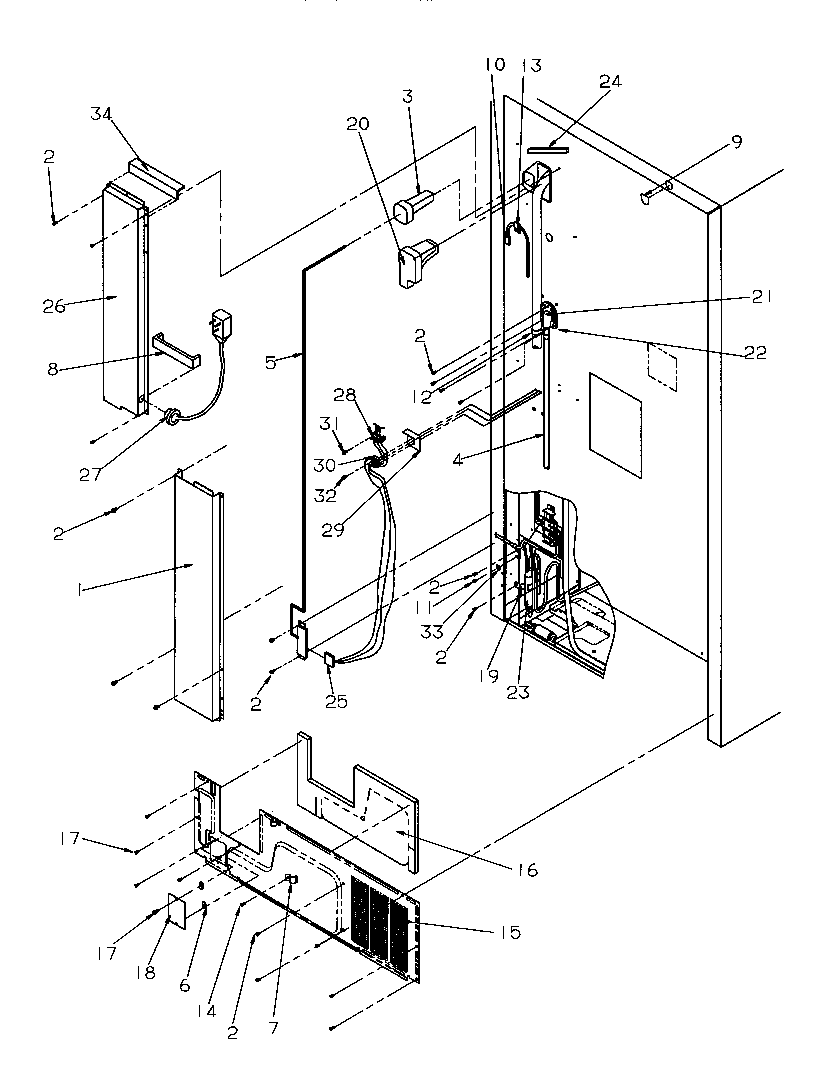 Amana TR522SW-P1182701WW cabinet back diagram