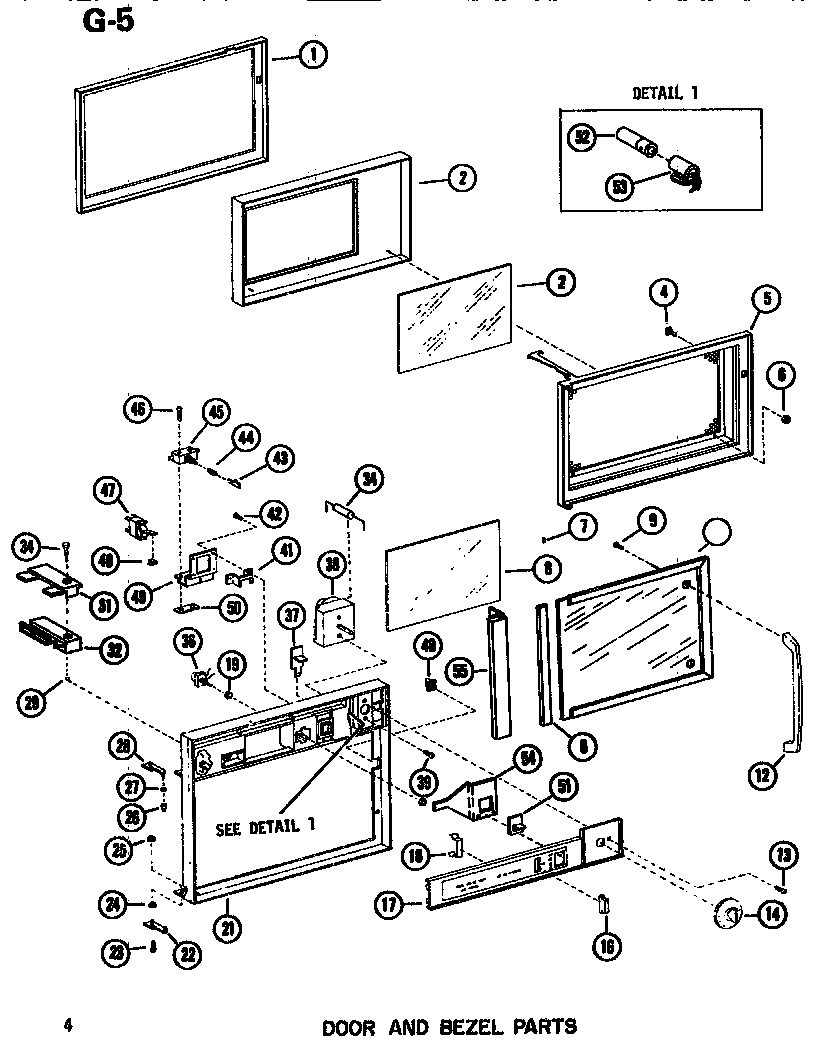 Amana ER1/P7107905M door & bezel diagram