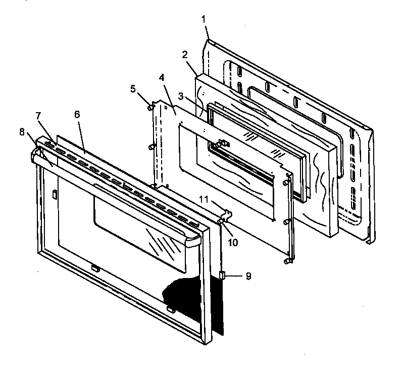 Amana AGC585WW/P1143127N oven door assembly diagram